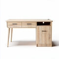 Bureau van hout met lades en kast 120 x 60 x 75 cm licht eikenhouthout