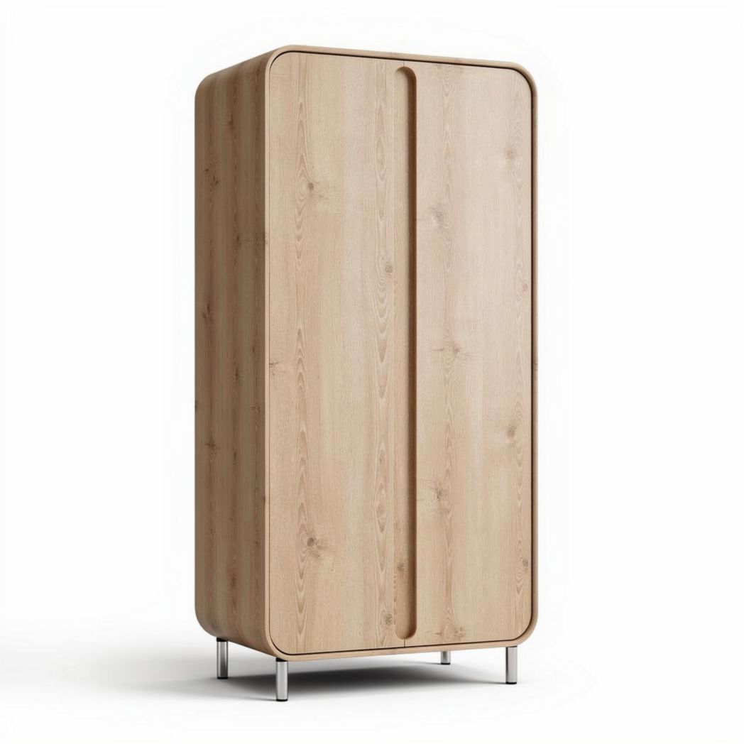 Houten kast voor kleding met afmetingen 80 x 40 x 160cm in natuurlijk kleur