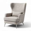 Fauteuil met hoge rug en kussen van lichte stof 80 x 85 x 110cm