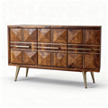 Dressoir van massief hout met geometrisch patroon 80 x 40 x 75cm