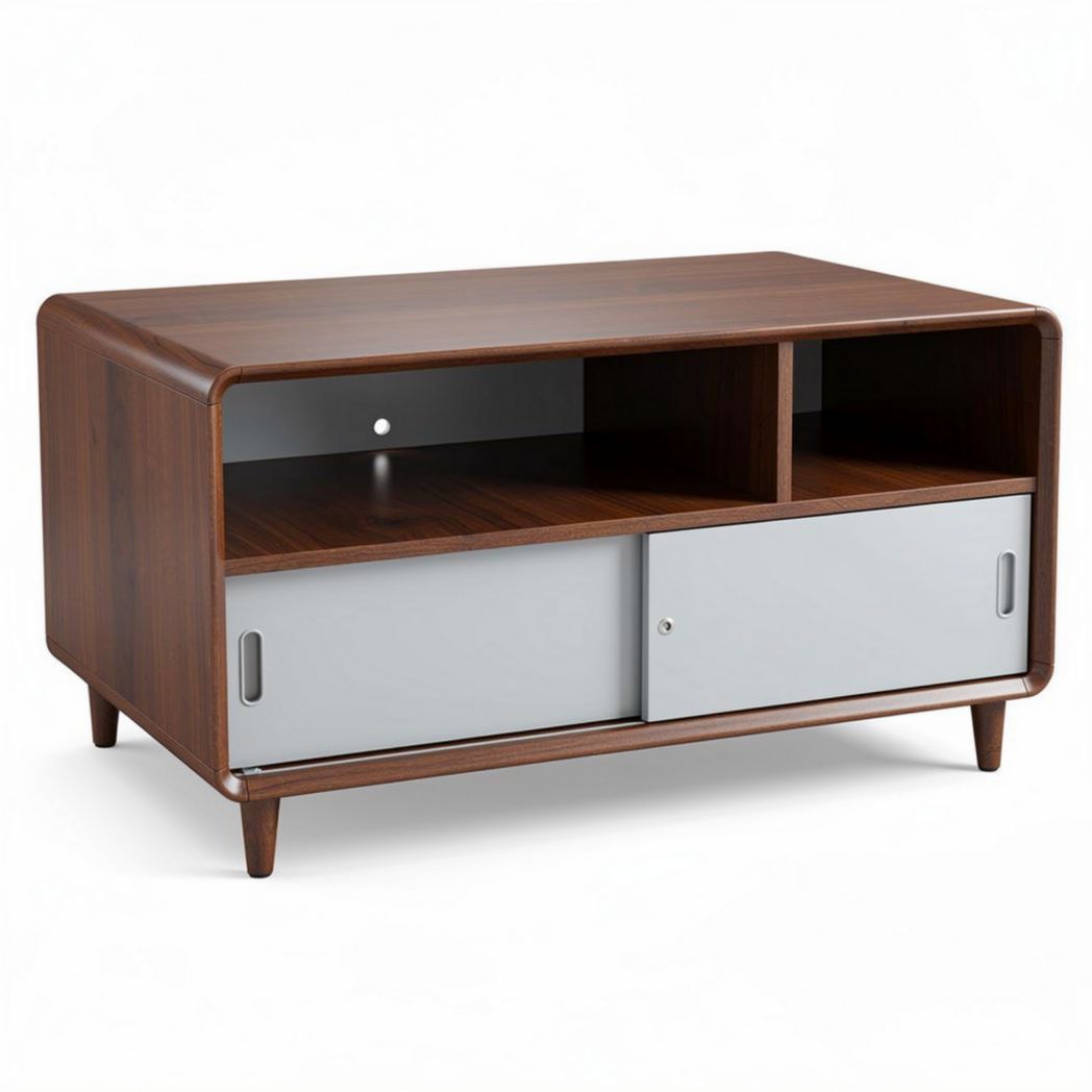 Salontafel van hout en metaal 120 x 60 x 45cm met opbergruimte
