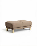 Hocker van bruin stof met metalen poten 100 x 50 x 40cm
