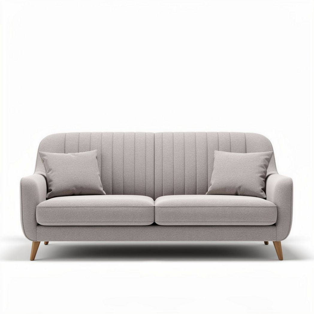 Tweepersoonsbank van geweven stof met kussens lichtgrijs 180 x 80 x 85cm