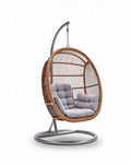 Hangstoel van rotan met kussen en metalen basis 100 x 90 x 120cm