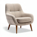 Lichte stoffen fauteuil met houten poten in beige 80 x 80 x 90cm
