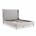 Bedframe met gestoffeerde hoofdbord in lichtgrijs 200 x 160 x 90cm