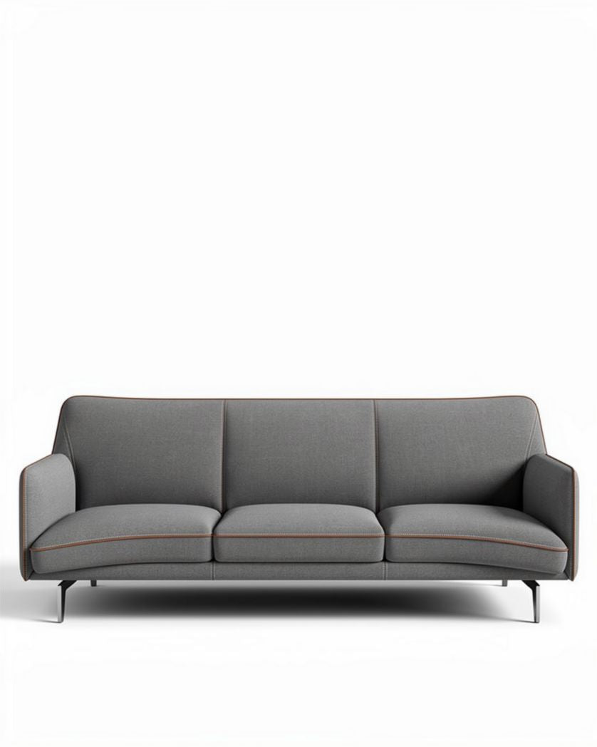 Grijze stoffen bank met metalen poten afmetingen 200 x 85 x 80cm